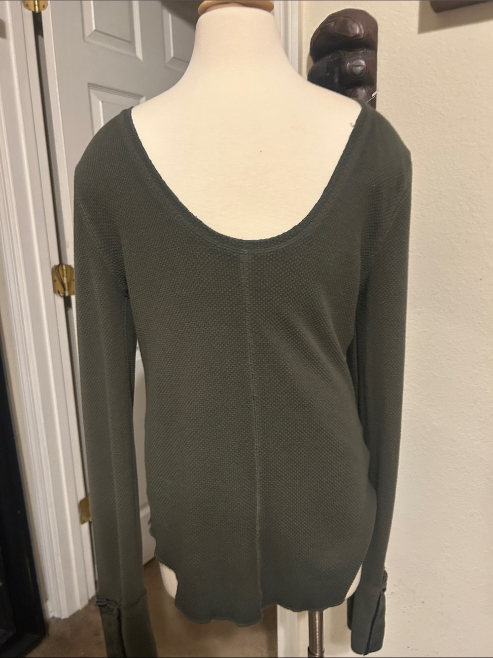 We The Free Olive Off-the-Shoulder Lightweight Knit Sweater